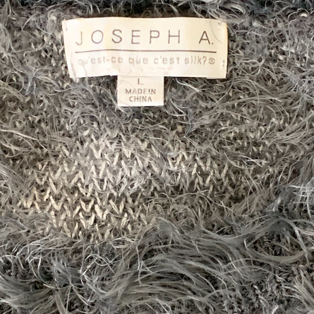 Joseph A Polka Dot Soft Fuzzy Crew Neck Pullover Sweater L Gray #206D - Picture 8 of 10